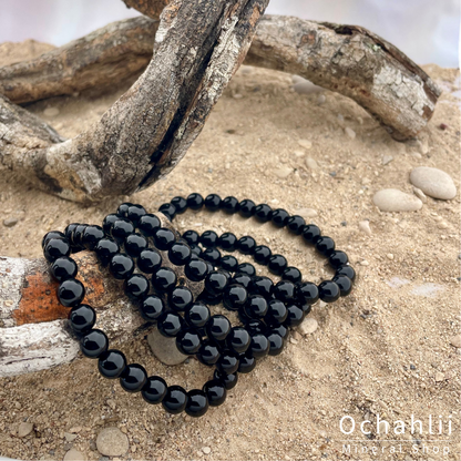 Obsidiaan zwart armband 8mm