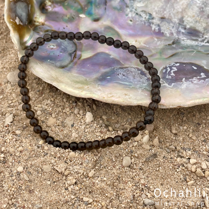 Smoky quartz ball bracelet 4mm