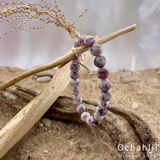 Tourmaline pink on quartz bracelet 9mm