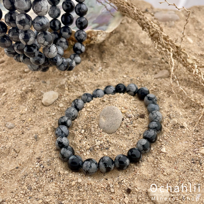 Obsidian Schneeflockenarmband 8mm