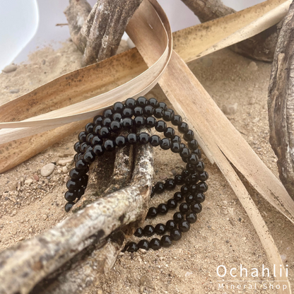 Bracelet boule tourmaline noire 6mm