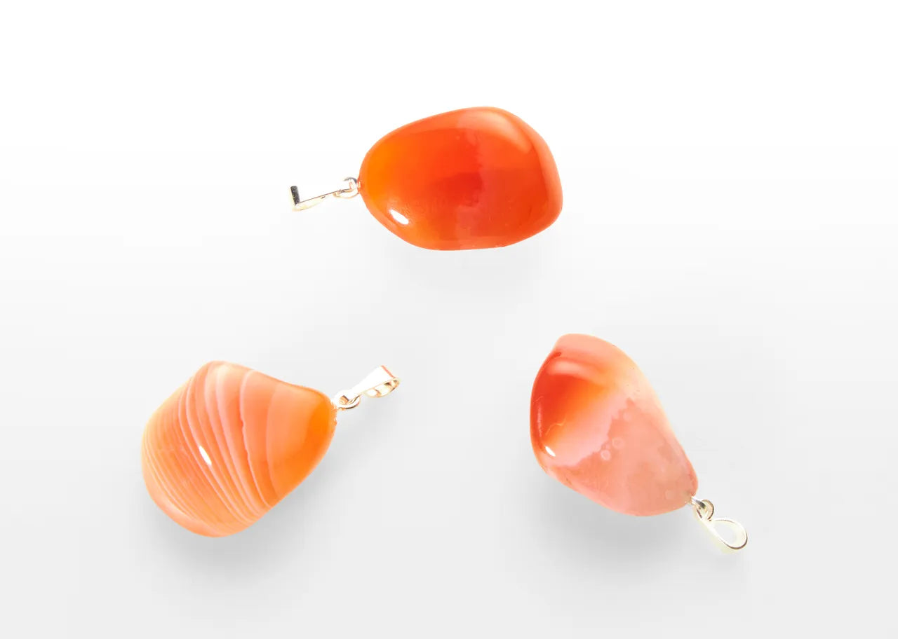 Carnelian tumbled stone pendant