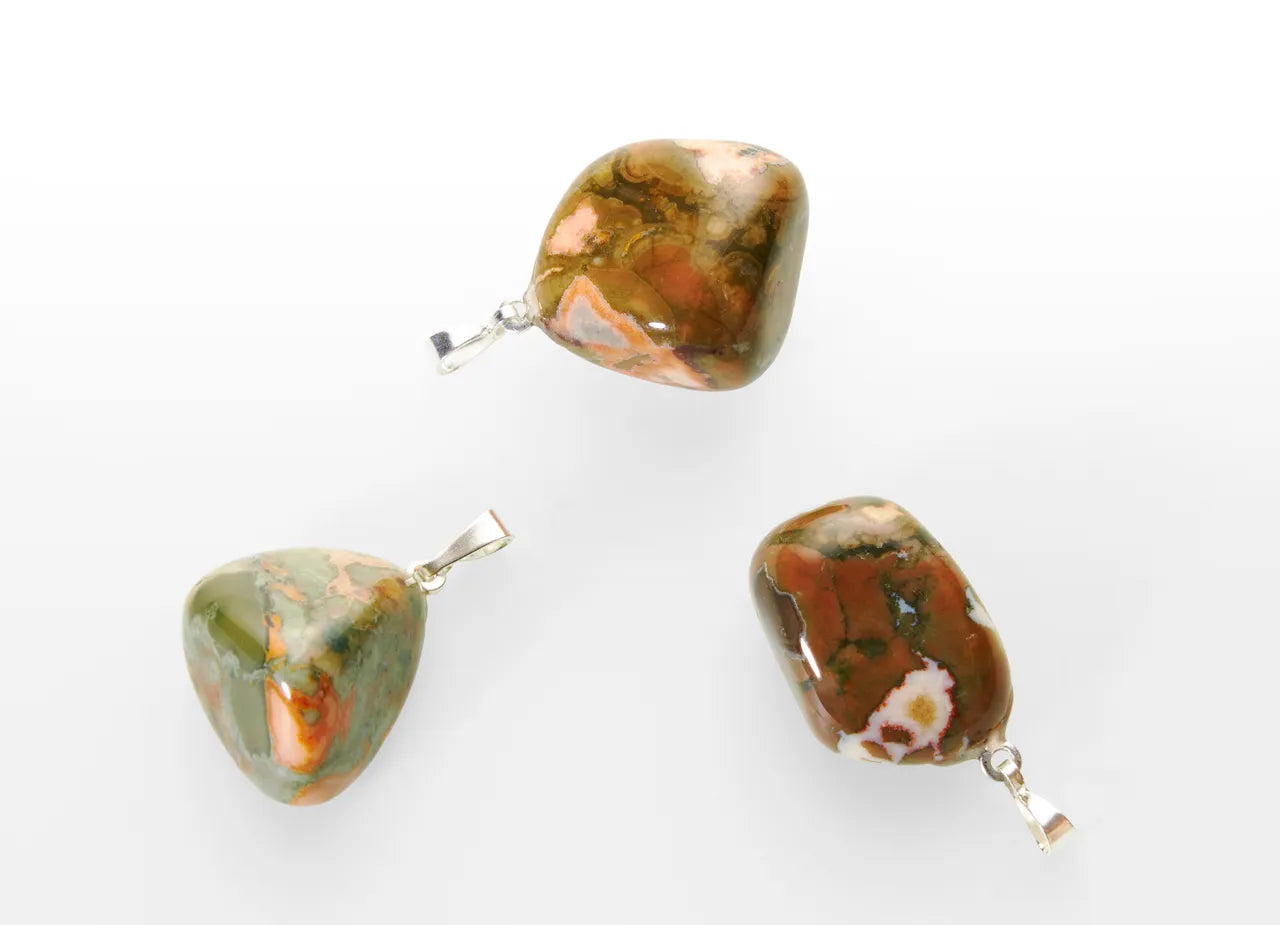 Rhyolite tumbled stone pendant