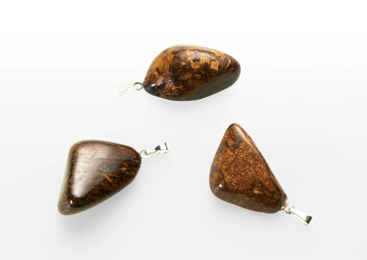 Bronzite tumbled stone pendant