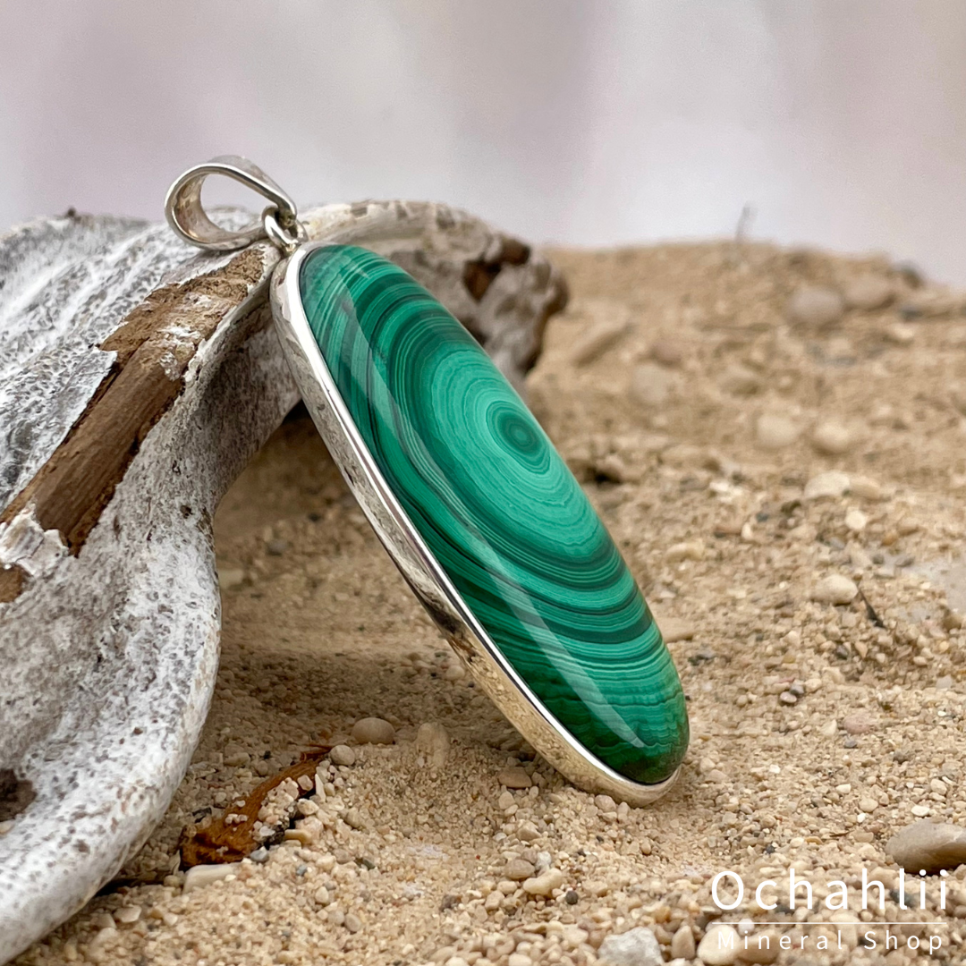 Malachite silver pendant