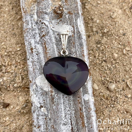 Obsidian Rainbow silver pendant