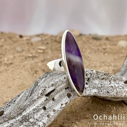 Amethyst Chevron (Südafrika) silberner Ring Größe 57