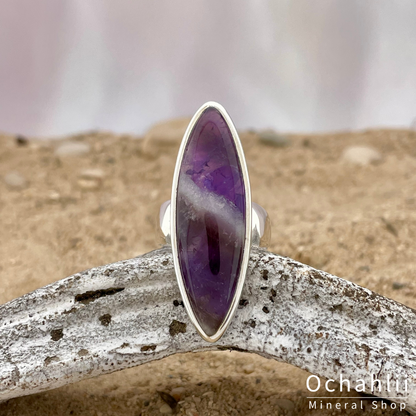 Amethyst Chevron (Südafrika) silberner Ring Größe 57