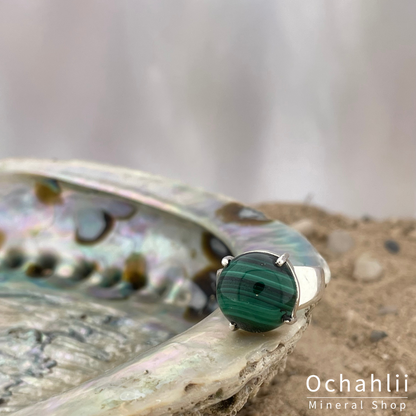 Malachite silver ring size 54