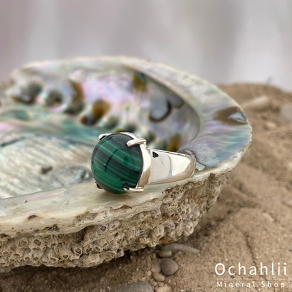 Malachite silver ring size 54