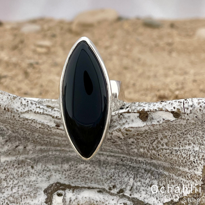 Onyx silver ring size 53