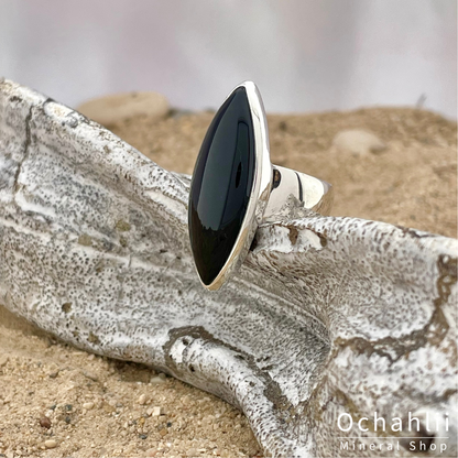 Onyx Silberring Größe 53