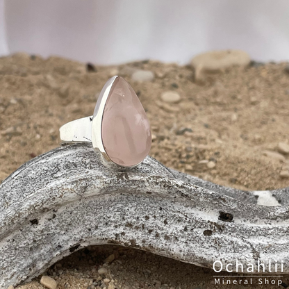 Bague en argent quartz rose taille 56