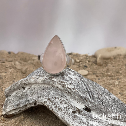 Bague en argent quartz rose taille 56